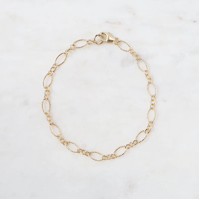 Gold Filled Corrugated Oval Long & Short Chain Bracelet