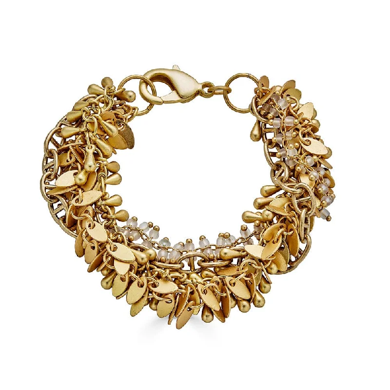 Matte Gold Four Strand Fringe Bracelet