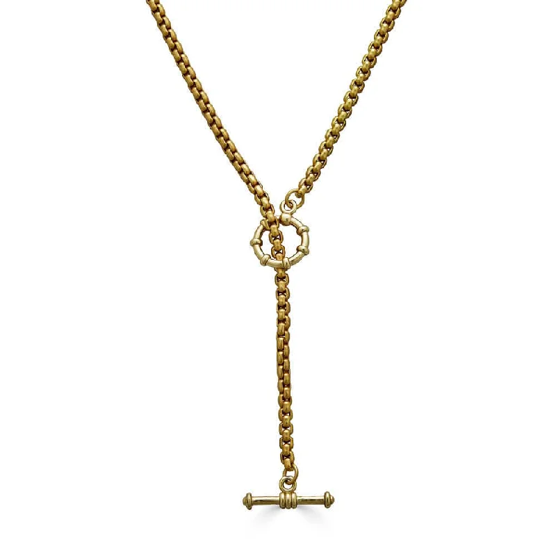 Gold Box Chain Lariat Necklace-Bracelet