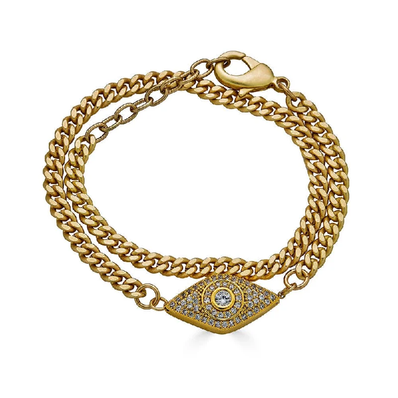 Matte Gold Double Wrap Pave Eye Bracelet