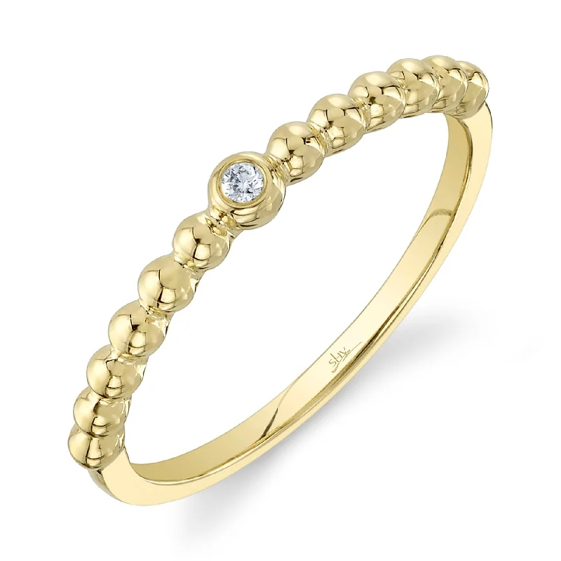 14K Gold 0.02 Carat Diamond Bead Ring