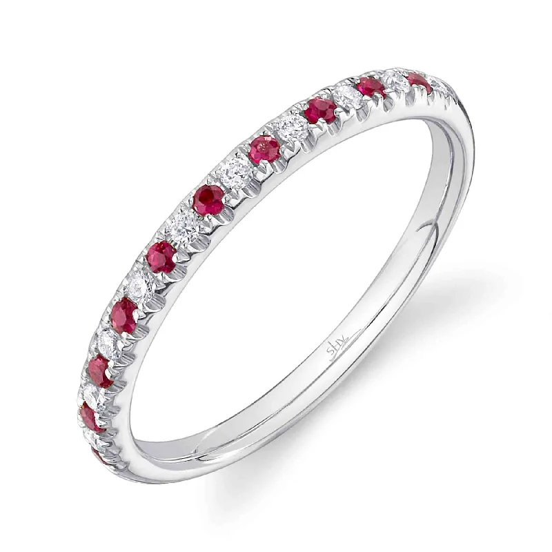 14K Gold 0.10 Carat Ruby & Diamond Band