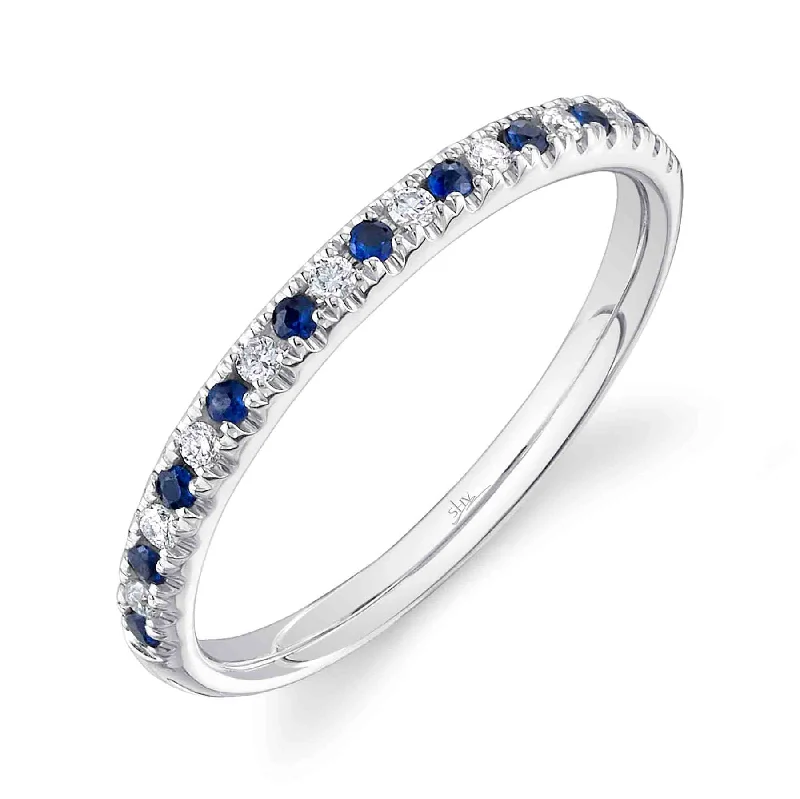 14K Gold 0.10 Carat Sapphire & Diamond Band