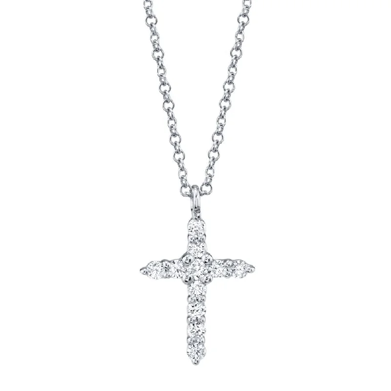 14K Gold 0.17 Carat Diamond Cross Pendant Necklace