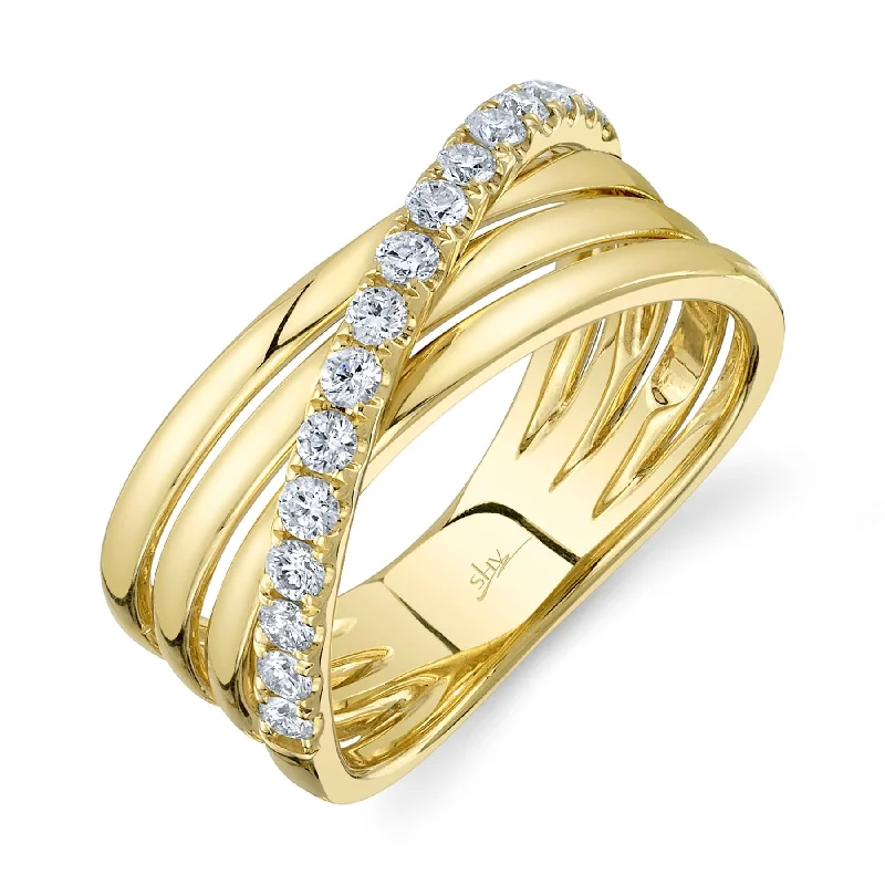 14K Yellow Gold 0.42 Carat Diamond Bridge Ring