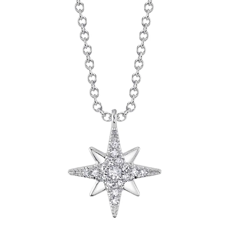 14K Gold Diamond North Star Pendant Necklace