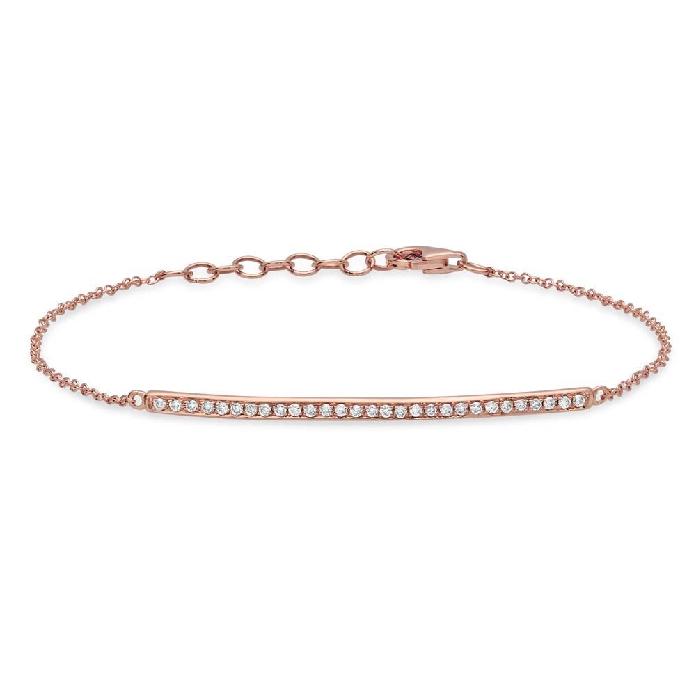 14K Rose Gold Diamond Bar Bracelet