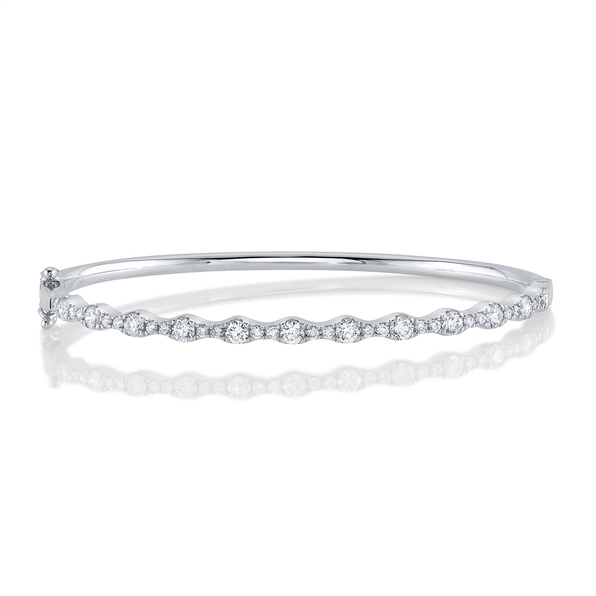 14K White Gold Diamond Bangle Bracelet