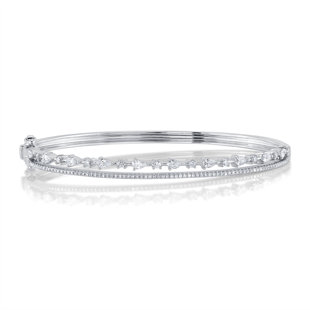 14K White Gold Diamond Bangle Bracelet