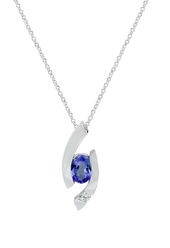 14K White Gold Tanzanite and Diamond Pendant, 0.81 TCW