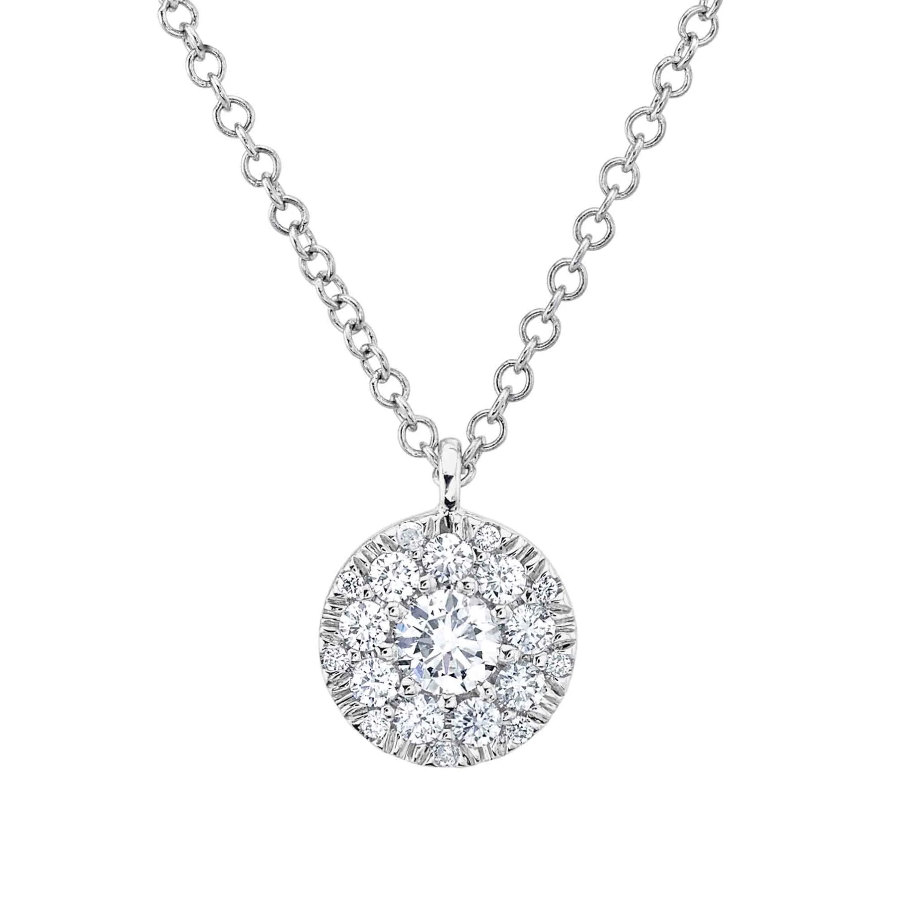 14K Gold 0.23 Carat Diamond Cluster Pendant Necklace