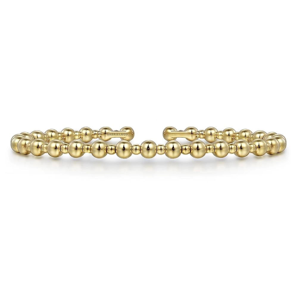 14K Yellow Gold Beaded Cuff Bracelet