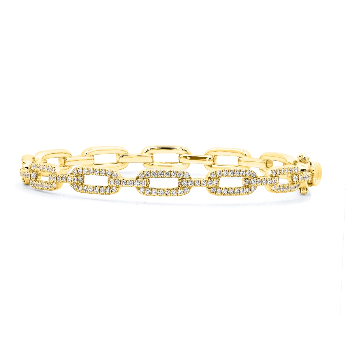 14K Yellow Gold Diamond Link Bangle Bracelet