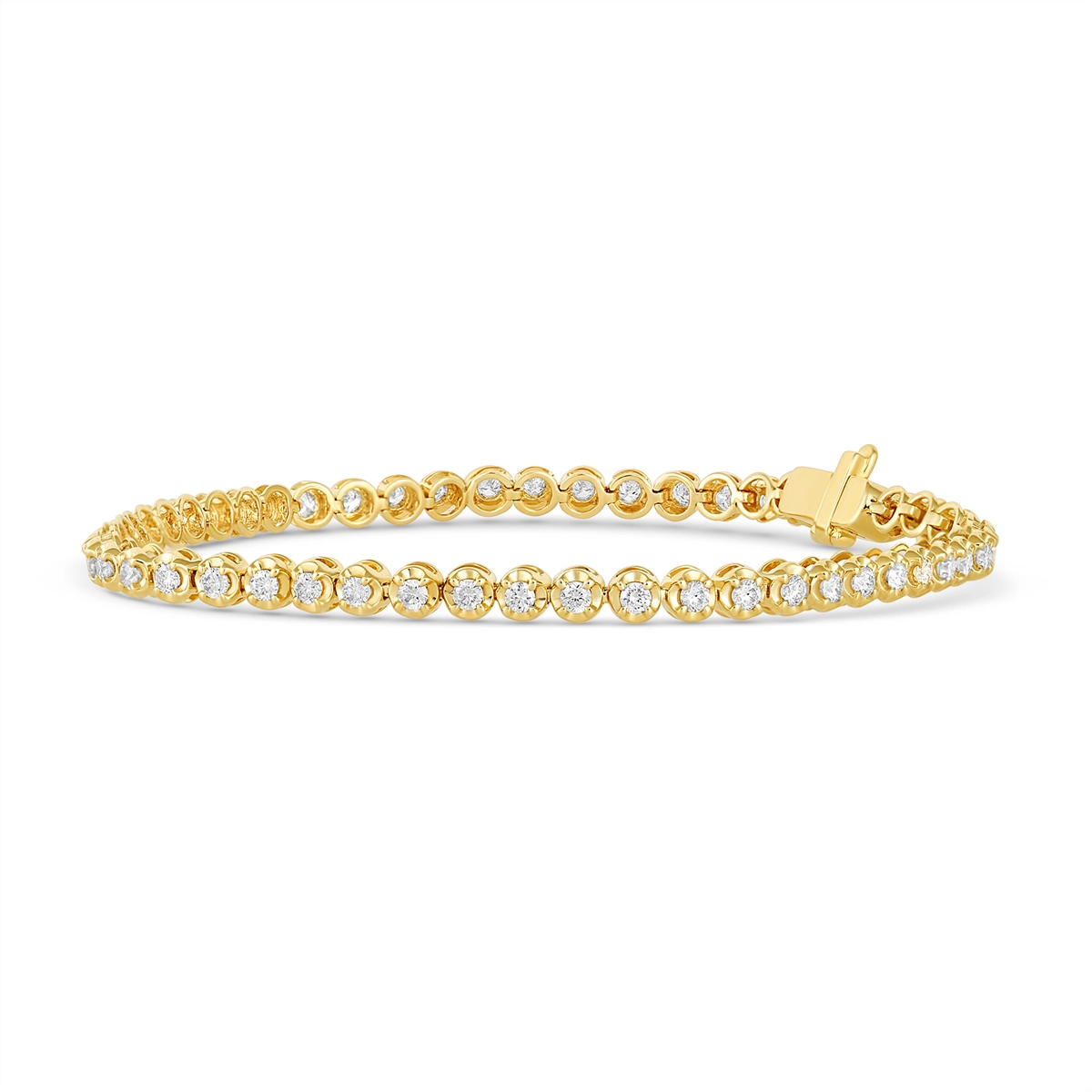 14K Yellow Gold Illusion Set Diamond Tennis Bracelet