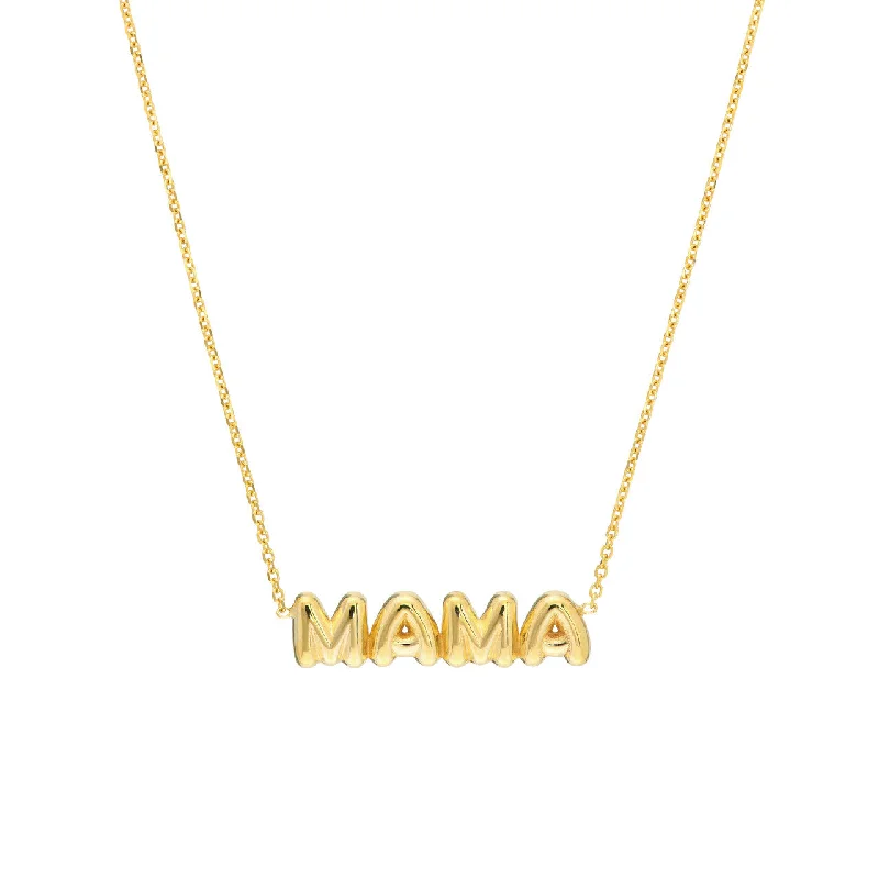 14K Yellow Gold Puff ''Mama'' Pendant Necklace