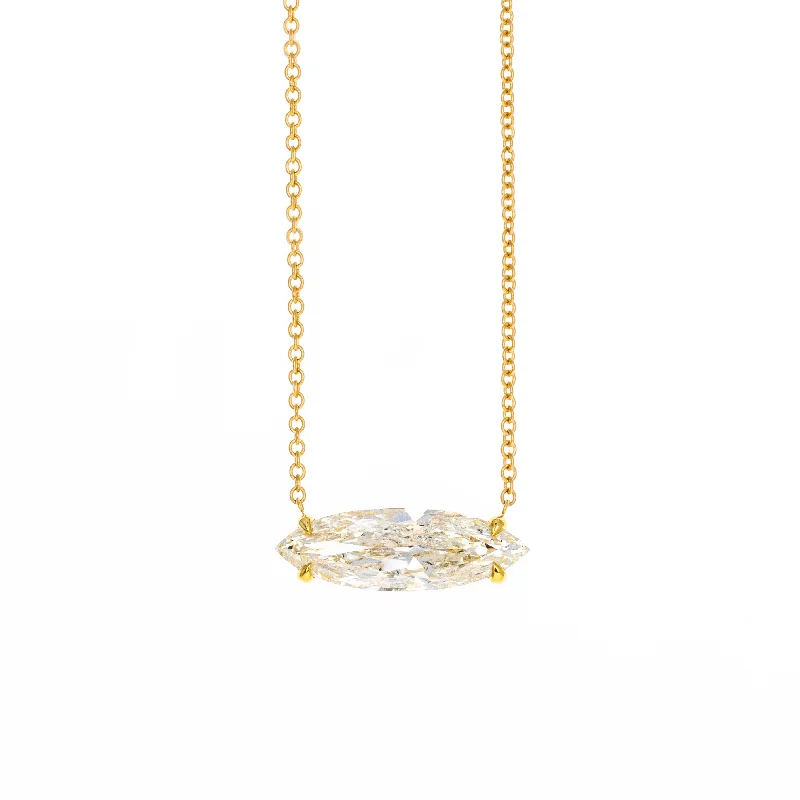 5.27 Carat Marquise Diamond Pendant Necklace in 18K Yellow Gold GIA Certified