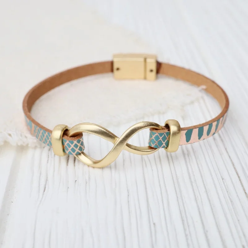 Matte Gold Metallic Turquoise Infinity Bracelet