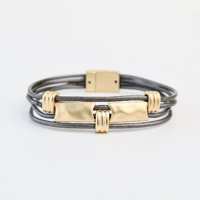 Matte Gold Dark Grey Rectangle Bracelet