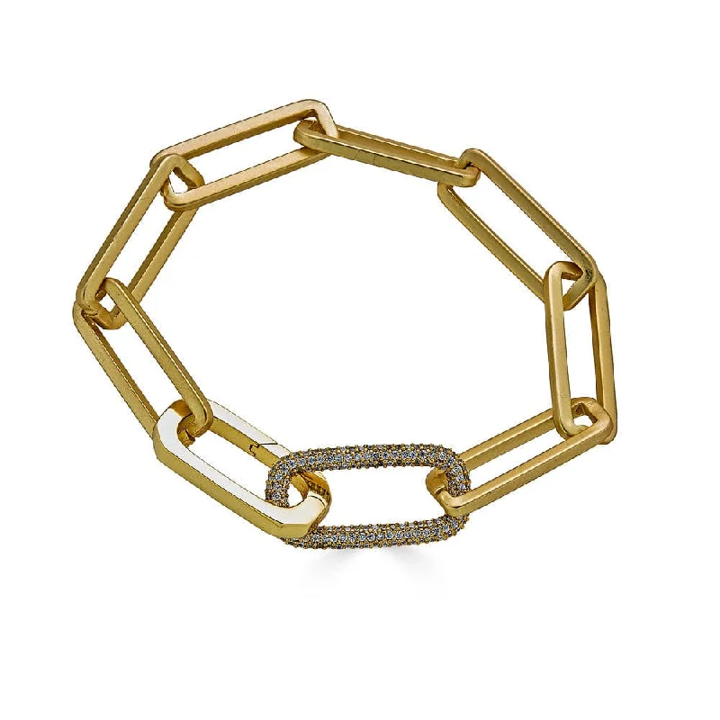 Matte Gold Chunky Rectangle Paperclip Bracelet