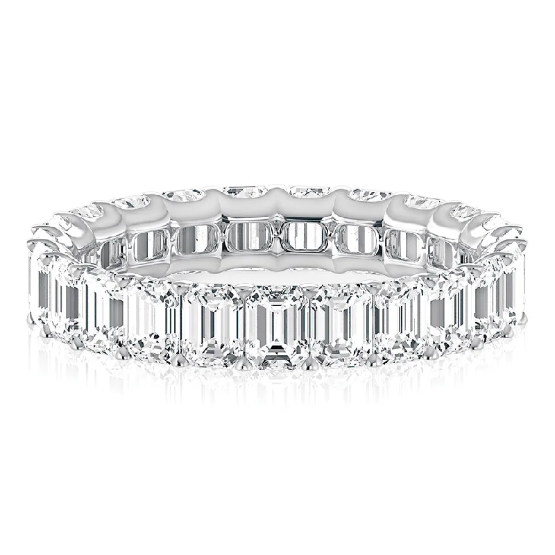 A. Jaffe Emerald Diamond Eternity Ring in White Gold