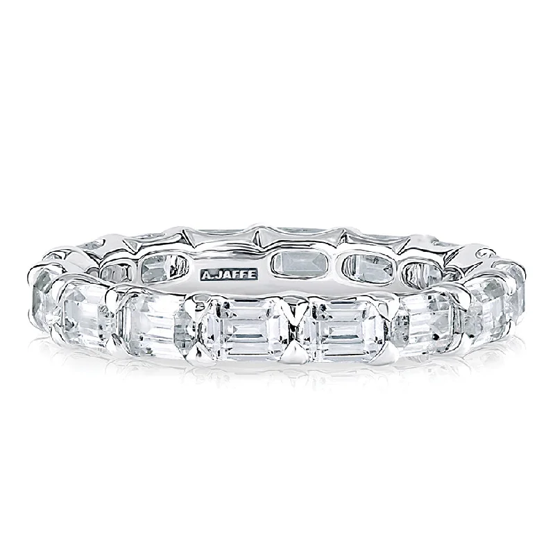 A. Jaffe Emerald Diamond Eternity Ring in White Gold