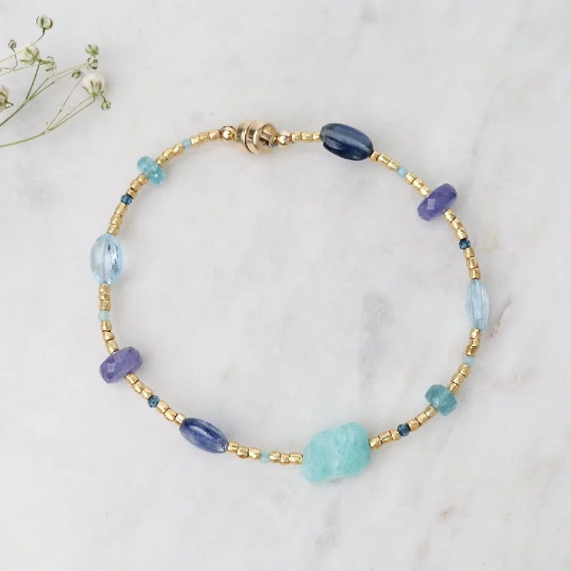 Gold Glass & Amazonite Mix Magnetic Bracelet