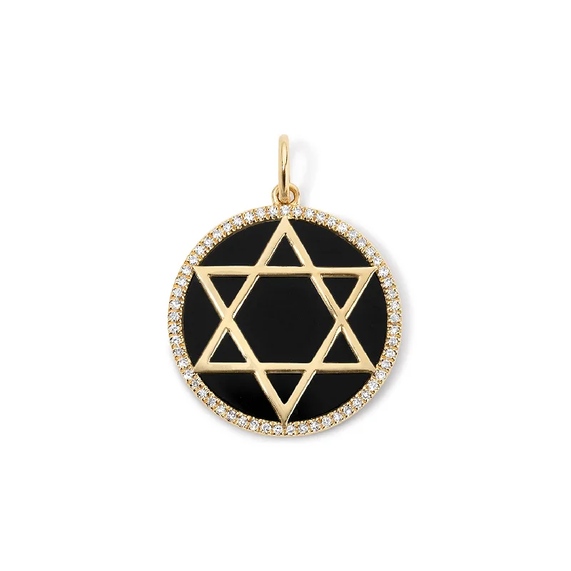 Black Agate Star of David Pendant