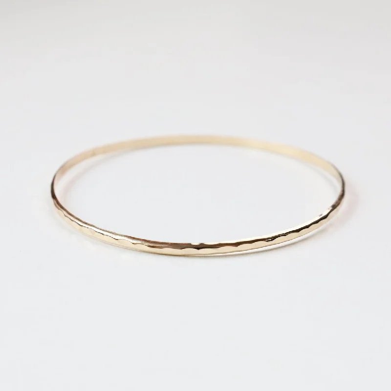 Thin Hammered Gold Filled Bangle Bracelet