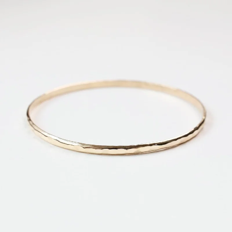 Hammered Gold Filled Bangle Bracelet