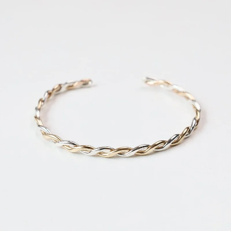 Sterling Silver & Gold Filled Twised Cuff Bracelet