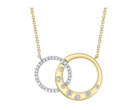 Bremer Jewelry 14K White/Yellow Gold Round Shape Diamond Circle Pendant (.16ctw)