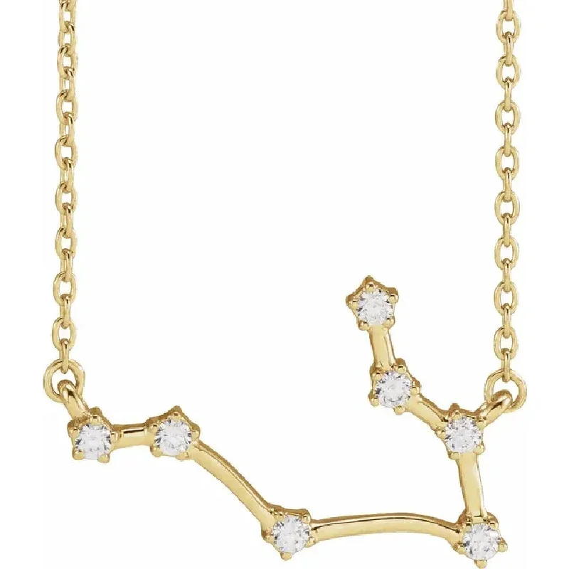 My Brightest Star 14K Yellow Gold Gemini Zodiac Diamond Pendant with a 14K Yellow Gold Cable Link Necklace (0.16ctw)