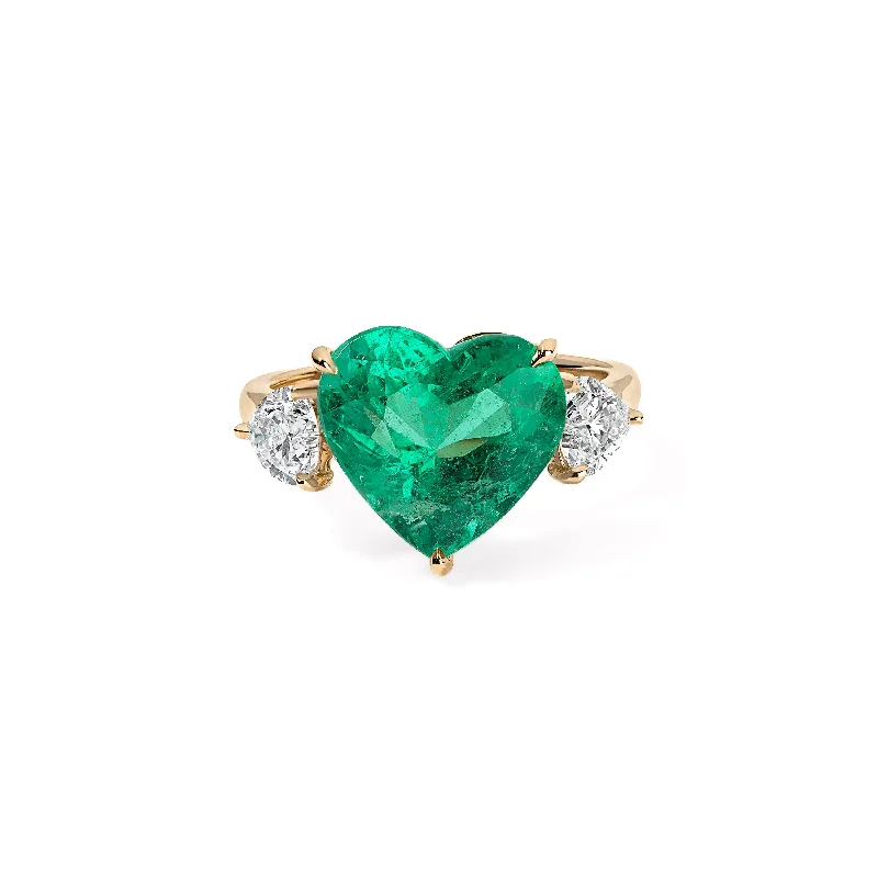 Emerald and Diamond Hearts Ring