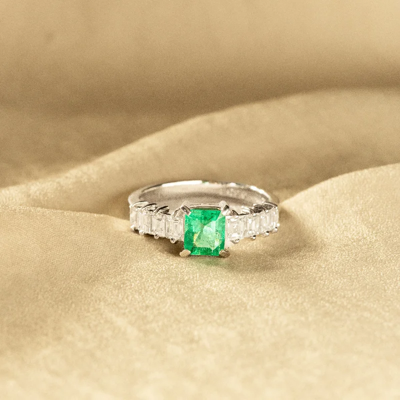 0.60 Carat Emerald Carre Cut Diamond Ring