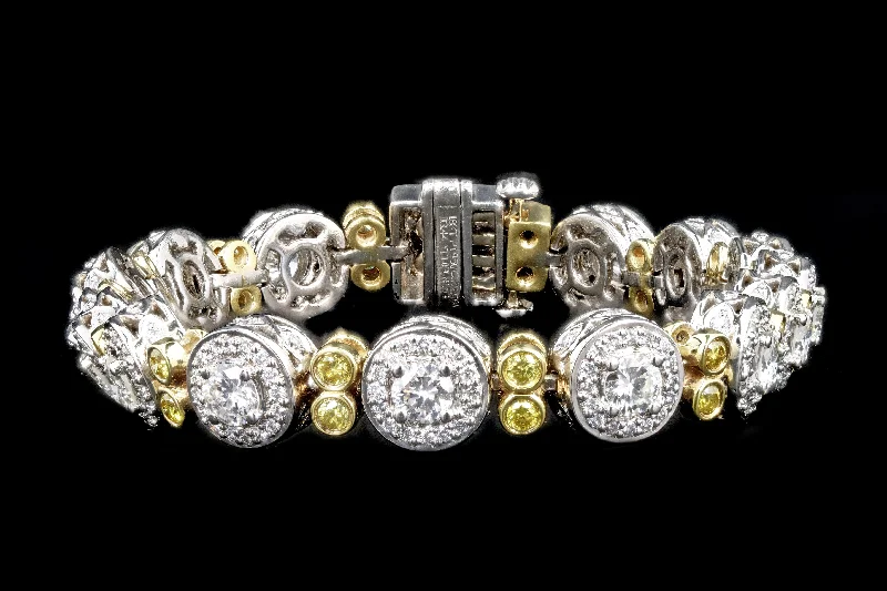 Modern Charles Krypell Platinum & 18K Yellow Gold 6.47 Carat Round Brilliant Diamond Bracelet