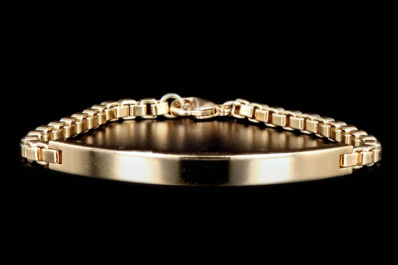 Modern Tiffany & Co. 18K Yellow Gold Box Chain ID Bracelet