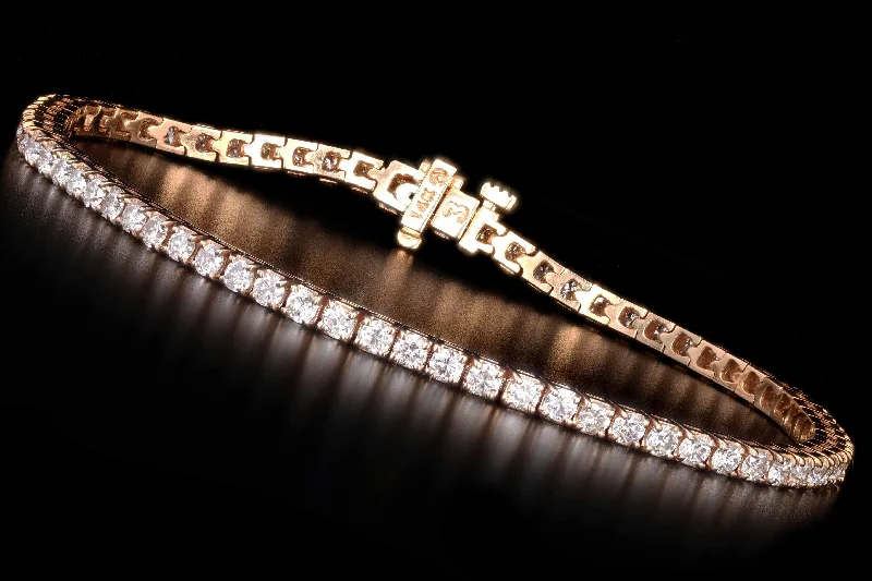 New 14K Rose Gold 2.98 Carats in Total Diamond Tennis Bracelet