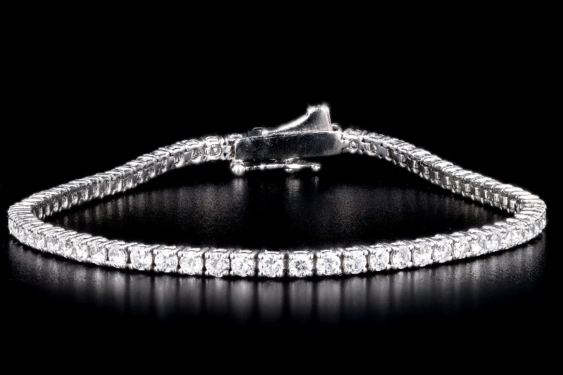 New 14K White Gold 3.25 Carat Round Brilliant Cut Diamond Tennis Bracelet