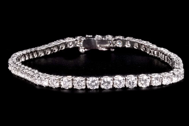 14K White Gold 4.94 Carat Round Brilliant Cut Diamond Tennis Bracelet