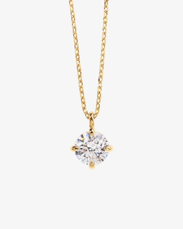 Dainty 7.5mm Swarovski CZ Solitaire Pendant Necklace