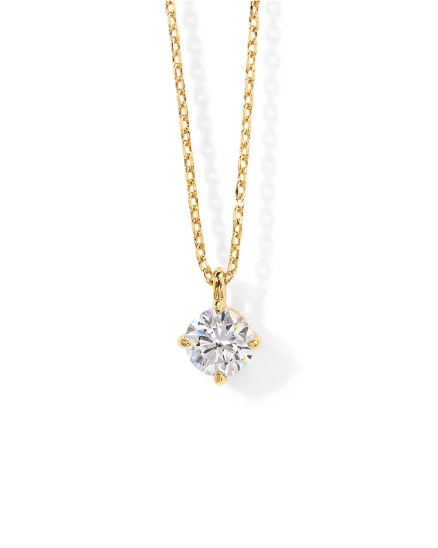 Dainty CZ Solitaire Pendant Necklace