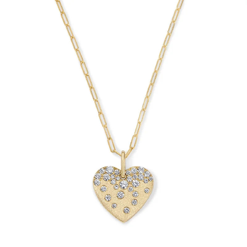 Scattered Diamond Heart Pendant Necklace