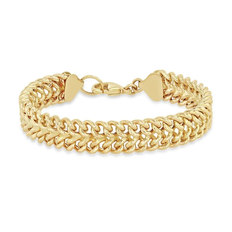 14k Gold Double Wide Curb Chain Bracelet 6.5" Length