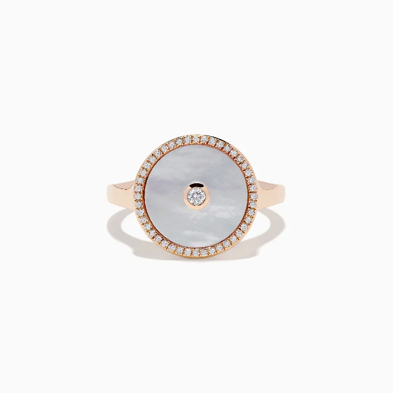 14K Rose Gold Mother of Pearl and Diamond Ring, 0.12 TCW