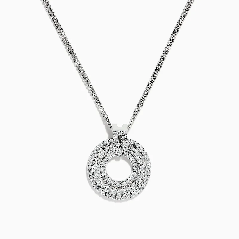 14K White Gold Diamond Circle Pendant