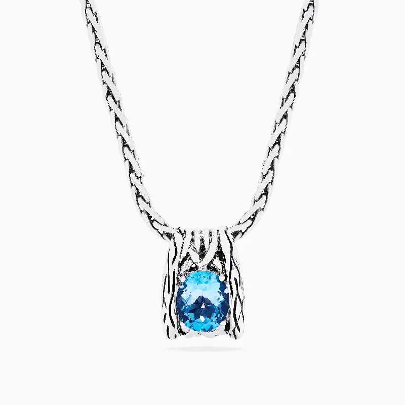 925 Lagoon Sterling Silver Blue Topaz Pendant, 5.70 TCW