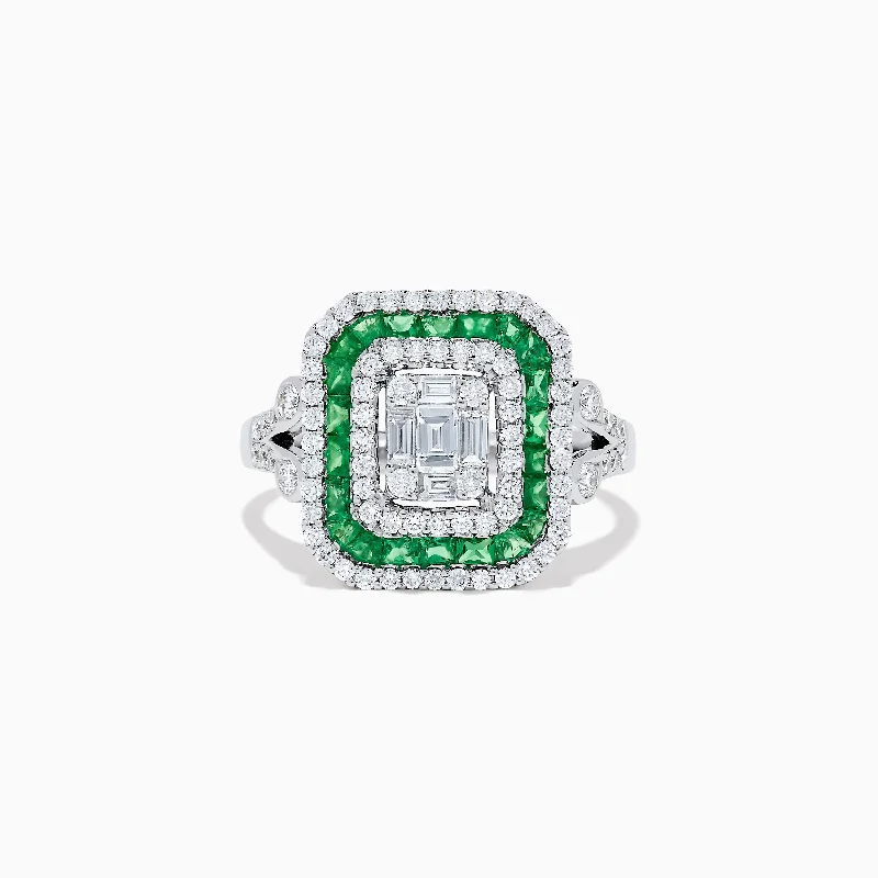 Brasilica 14K White Gold Emerald and Diamond Ring