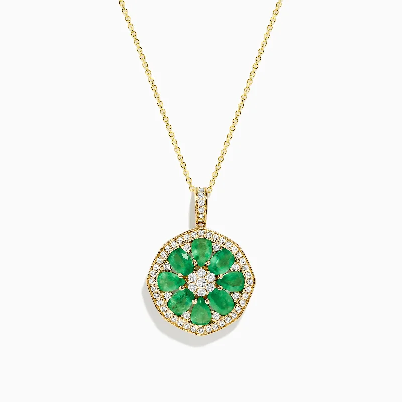 Brasilica 14K Yellow Gold Emerald and Diamond Pendant