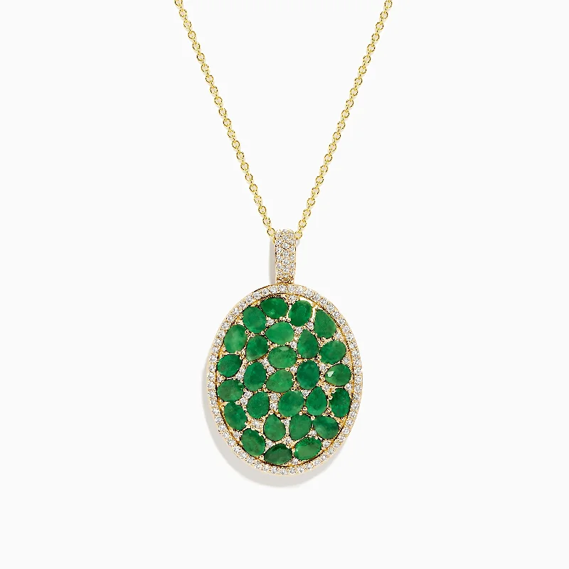 Brasilica 14K Yellow Gold Emerald and Diamond Pendant