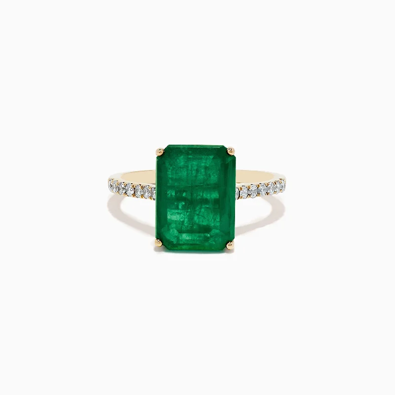 Brasilica 14K Yellow Gold Emerald and Diamond Ring